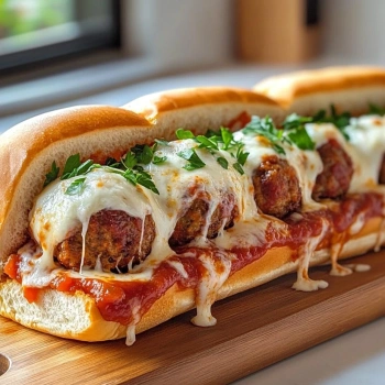 Perfectly cooked Gooey Italian Meatball Sub Delight served and ready to eat - final result
