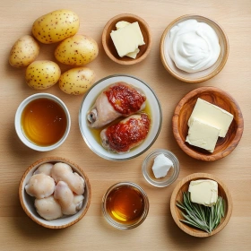 Step-by-step preparation of Chipotle Honey Chicken Thighs Delight showing ingredients and initial cooking steps