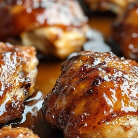 Close-up of Chipotle Honey Chicken Thighs Delight showing texture, layers, and glossy finish