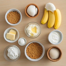 Step-by-step preparation of Decadent Banana Cream Cheesecake showing ingredients and initial cooking steps