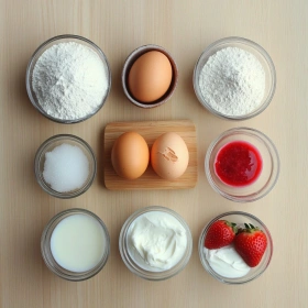 Step-by-step preparation of Moist Strawberry Milkshake Pound Cake showing ingredients and initial cooking steps