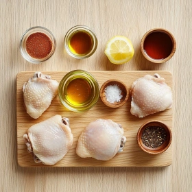 Step-by-step preparation of Spicy Grilled Chicken Skewers showing ingredients and initial cooking steps