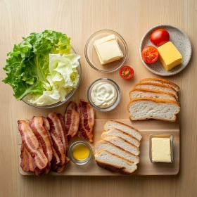 Step-by-step preparation of Ultimate Crispy Loaded Club Sandwich showing ingredients and initial cooking steps