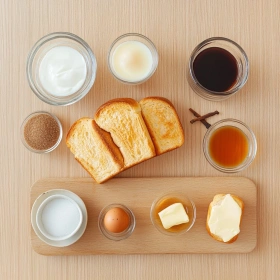 Step-by-step preparation of Decadent Crème Brûlée French Toast showing ingredients and initial cooking steps