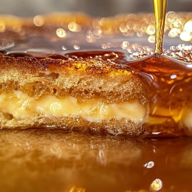 Close-up of Decadent Crème Brûlée French Toast showing texture, layers, and glossy finish