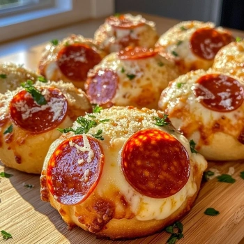 Perfectly cooked Cheesy Pepperoni Pizza Bombs served and ready to eat - final result
