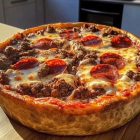 Savory Deep-Dish Meat Pizza recipe