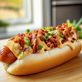 Loaded Bacon Cheese Hot Dog recipe