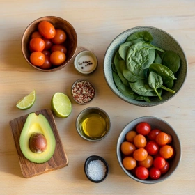 Step-by-step preparation of Vibrant Avocado Breakfast Bowl showing ingredients and initial cooking steps