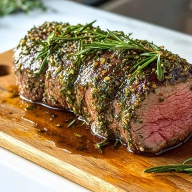 Herb-Crusted Beef Tenderloin with Rosemary Jus recipe