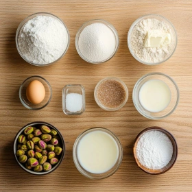 Step-by-step preparation of Pistachio Cinnamon Rolls Delight showing ingredients and initial cooking steps