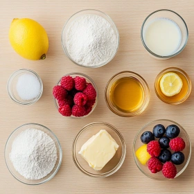 Step-by-step preparation of Berry Mascarpone Crepe Delight showing ingredients and initial cooking steps