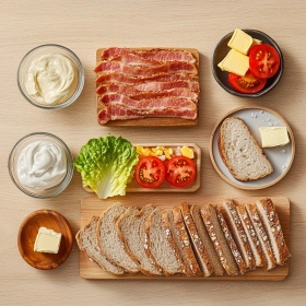 Step-by-step preparation of Ultimate Crispy Loaded Club Sandwich showing ingredients and initial cooking steps