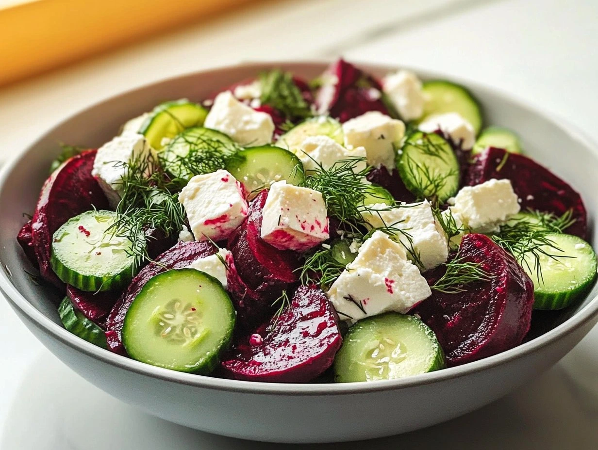 Perfectly cooked Vibrant Beet and Feta Salad served and ready to eat - final result