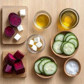 Step-by-step preparation of Vibrant Beet and Feta Salad showing ingredients and initial cooking steps
