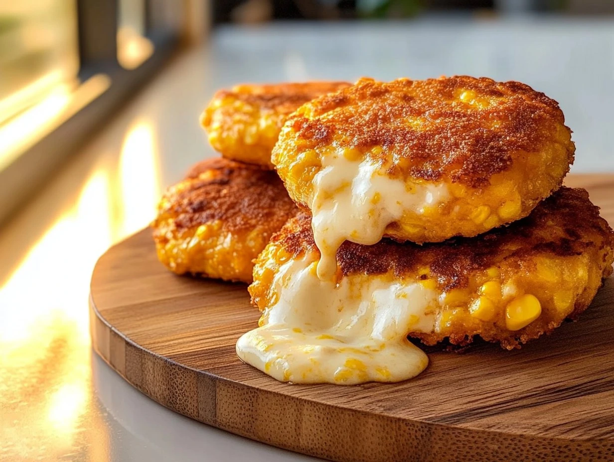 Perfectly cooked Venezuelan Sweet Corn Cachapas served and ready to eat - final result