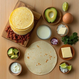 Step-by-step preparation of Hearty Chorizo Breakfast Tacos showing ingredients and initial cooking steps