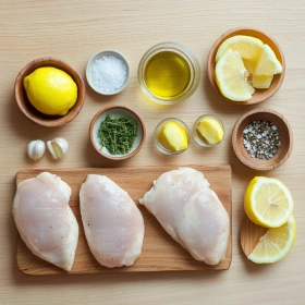 Step-by-step preparation of Lemon Herb Grilled Chicken Delight showing ingredients and initial cooking steps
