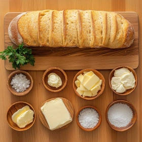 Step-by-step preparation of Garlic Bread Grilled Cheese Delight showing ingredients and initial cooking steps