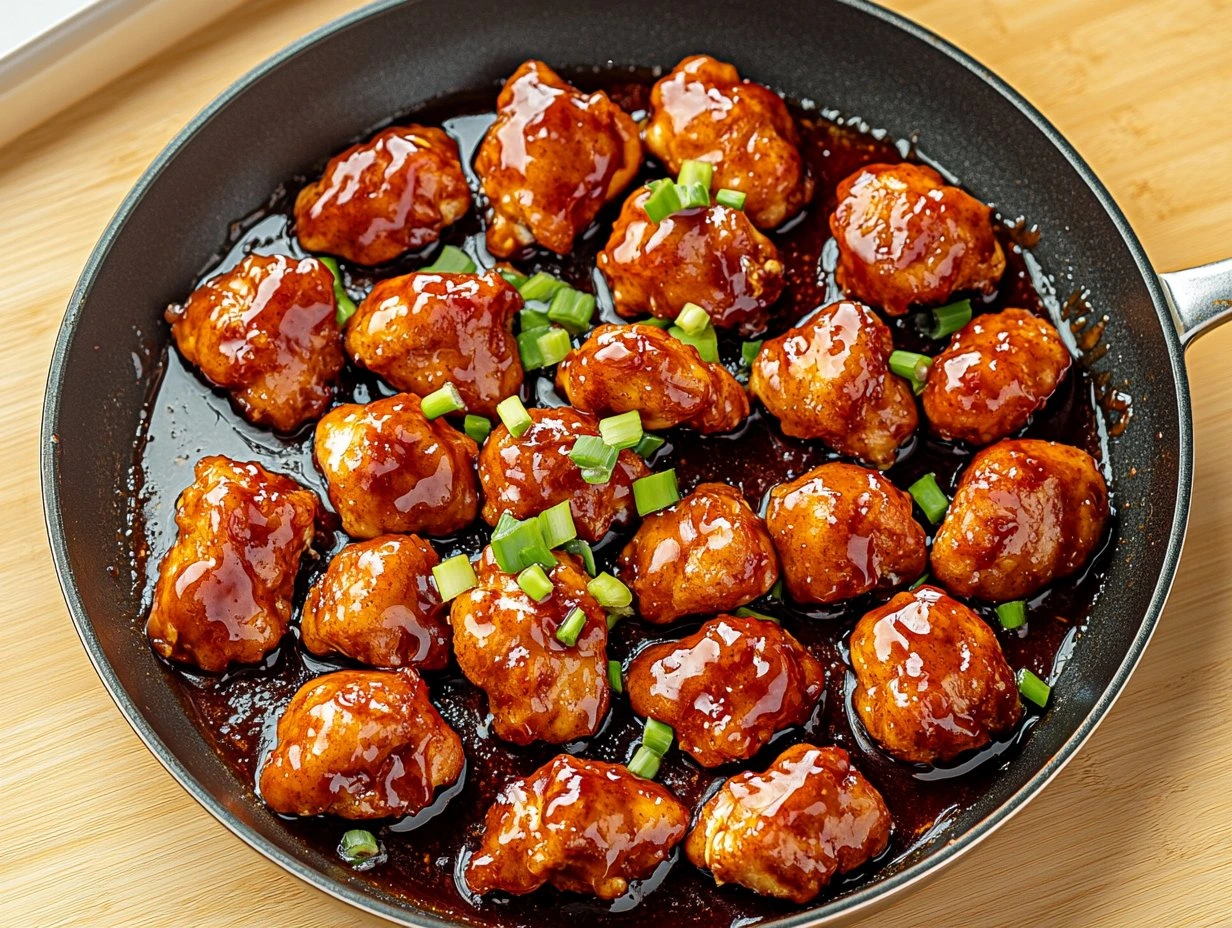 Perfectly cooked Honey Butter Chicken Bites served and ready to eat - final result