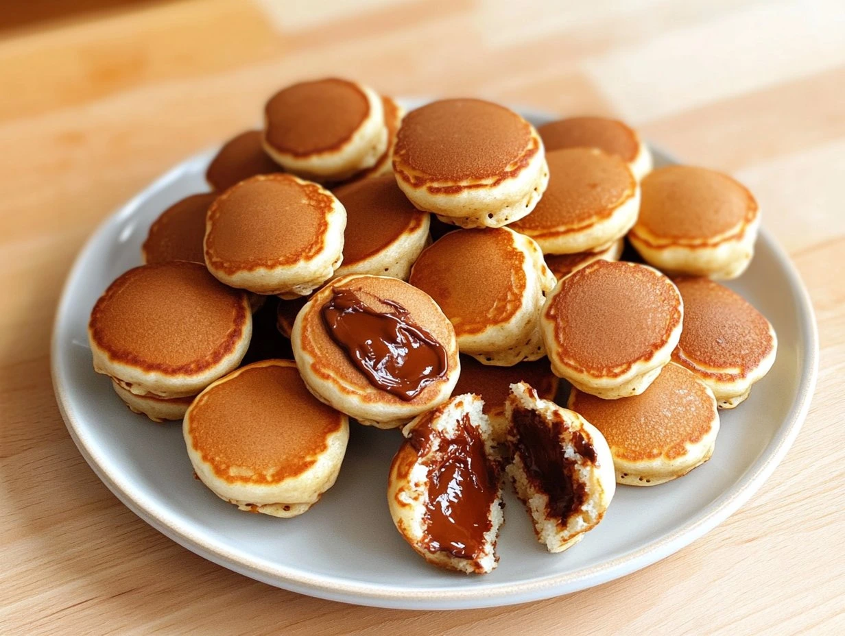 Perfectly cooked Nutella-Filled Mini Pancake Bombs served and ready to eat - final result