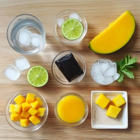 Step-by-step preparation of Refreshing Mango Iced Tea showing ingredients and initial cooking steps