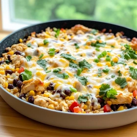 Healthy One-Pan Chicken Burrito Casserole recipe