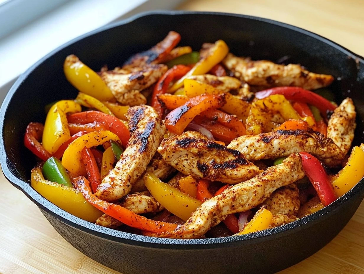 Perfectly cooked Air Fryer Chicken Fajitas served and ready to eat - final result