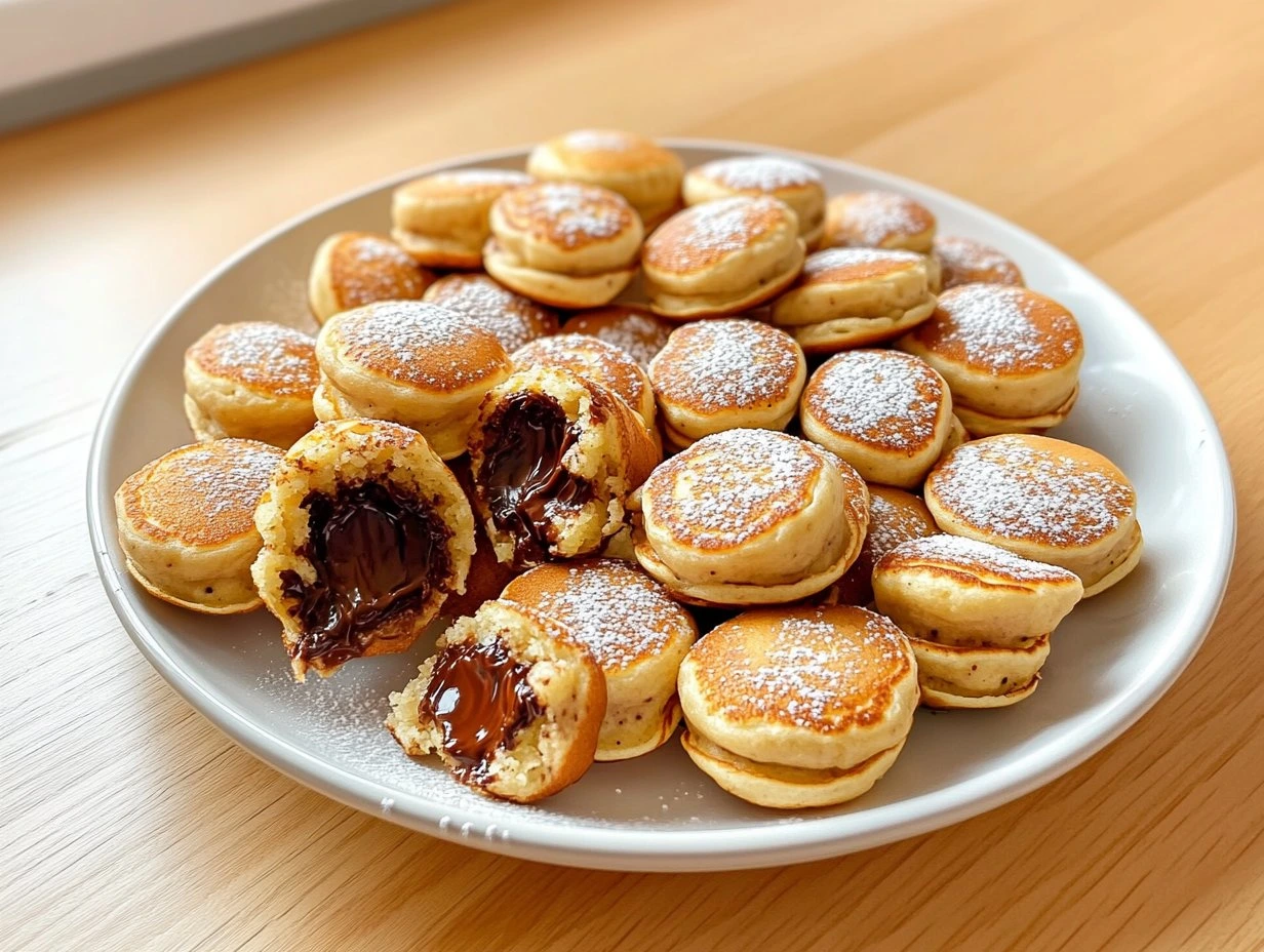 Perfectly cooked Nutella-Filled Mini Pancake Bombs served and ready to eat - final result