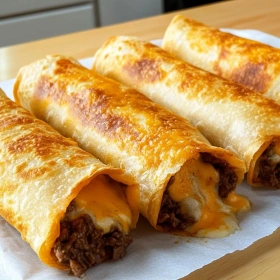 Crispy Beef and Cheese Chimichangas recipe