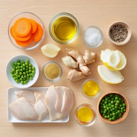 Step-by-step preparation of Anti-Inflammatory Turmeric Chicken Soup showing ingredients and initial cooking steps