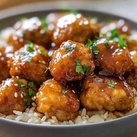 Close-up of Sticky Honey Garlic Chicken Bites showing texture, layers, and glossy finish
