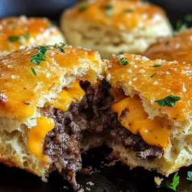Close-up of Garlic Parmesan Cheeseburger Bombs showing texture, layers, and glossy finish