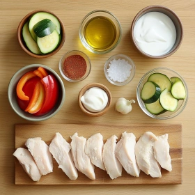 Step-by-step preparation of Paprika Zucchini Chicken Skillet showing ingredients and initial cooking steps