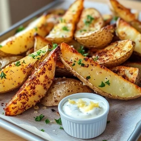 Crispy Potato Wedges with Garlic recipe