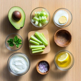 Step-by-step preparation of Creamy Avocado Egg Salad showing ingredients and initial cooking steps