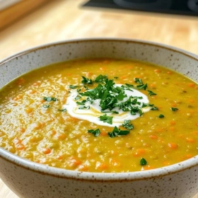 Creamy Coral Lentil Carrot Soup recipe