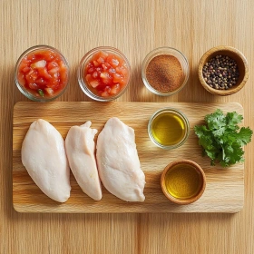 Step-by-step preparation of 3-Ingredient Slow Cooker Salsa Chicken showing ingredients and initial cooking steps