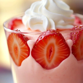 Close-up of 3 Ingredient Strawberry Mousse showing texture, layers, and glossy finish