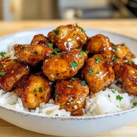 Sticky Honey Garlic Chicken Bites recipe