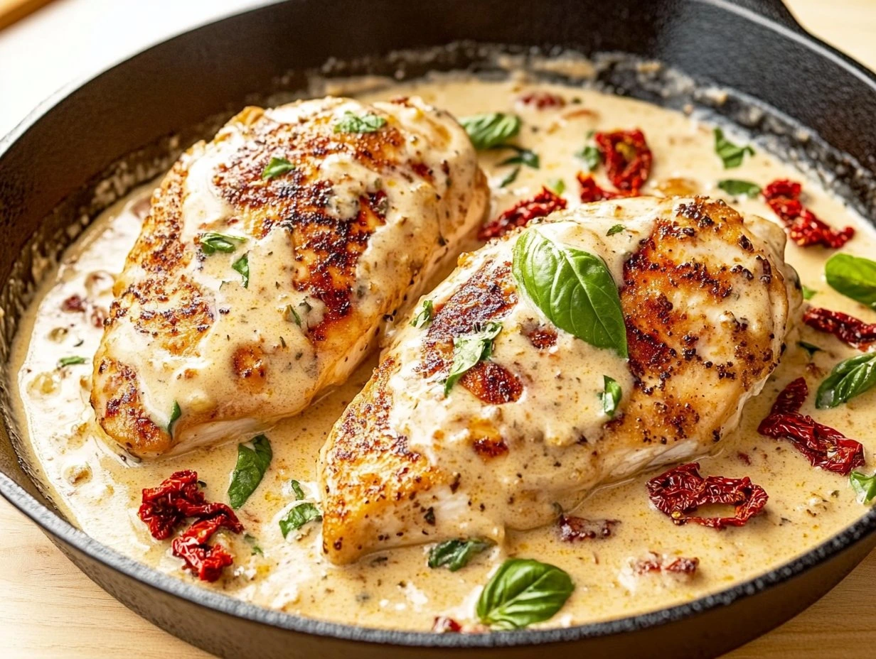 Perfectly cooked Creamy Marry Me Chicken served and ready to eat - final result