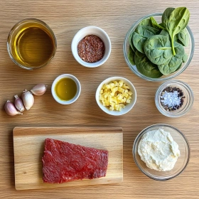 Step-by-step preparation of Dairy Free Lasagna Soup showing ingredients and initial cooking steps