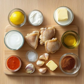Step-by-step preparation of Creamy Homemade Butter Chicken showing ingredients and initial cooking steps