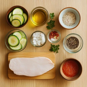 Step-by-step preparation of Savory Ground Turkey Zucchini Skillet showing ingredients and initial cooking steps